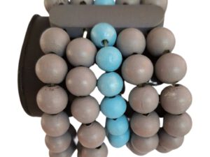 Armband van houten kralen Grijs/Blauw